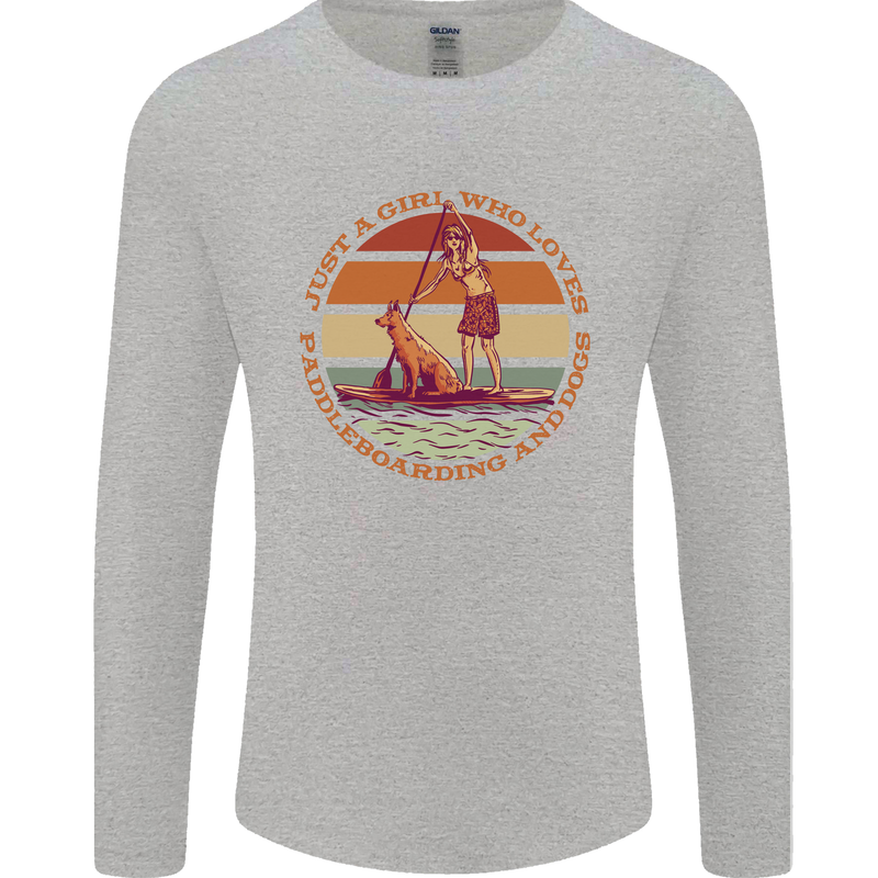 A Girl Who Loves Paddleboarding and Dogs Mens Long Sleeve T-Shirt Sports Grey