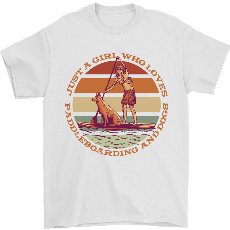 A Girl Who Loves Paddleboarding and Dogs Mens T-Shirt 100% Cotton White
