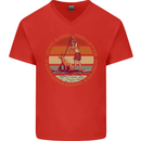 A Girl Who Loves Paddleboarding and Dogs Mens V-Neck Cotton T-Shirt Red