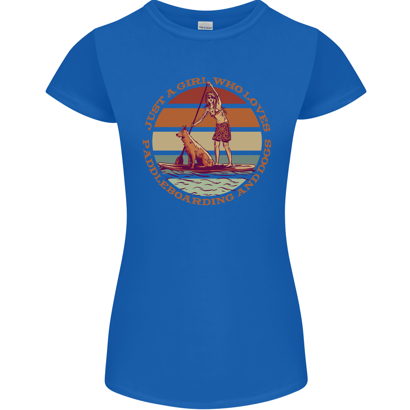 A Girl Who Loves Paddleboarding and Dogs Womens Petite Cut T-Shirt Royal Blue
