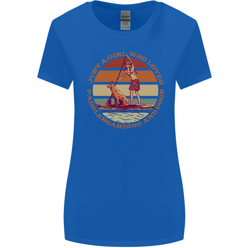 A Girl Who Loves Paddleboarding and Dogs Womens Wider Cut T-Shirt Royal Blue