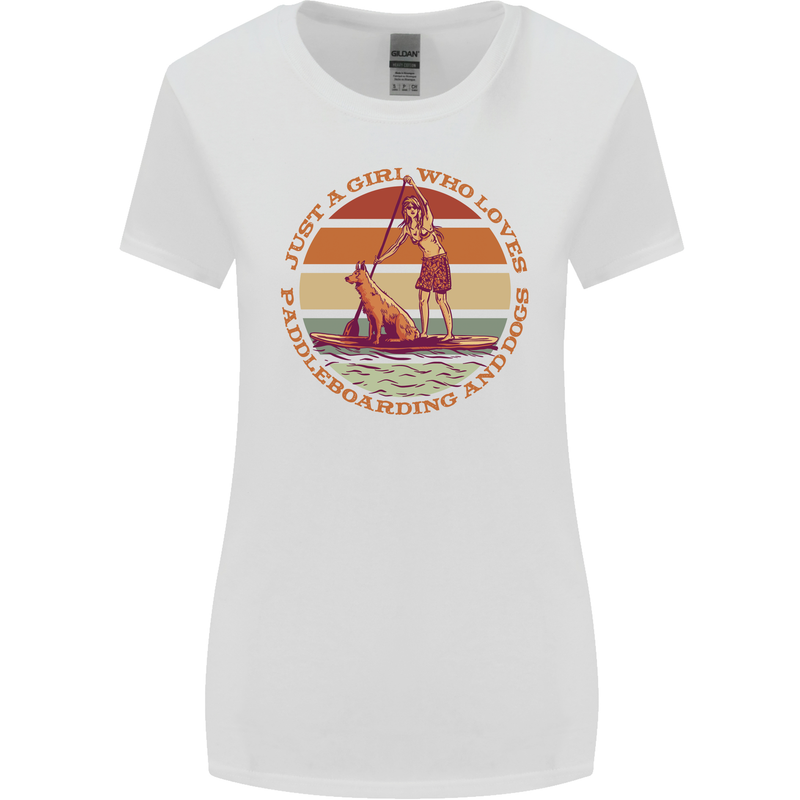 A Girl Who Loves Paddleboarding and Dogs Womens Wider Cut T-Shirt White