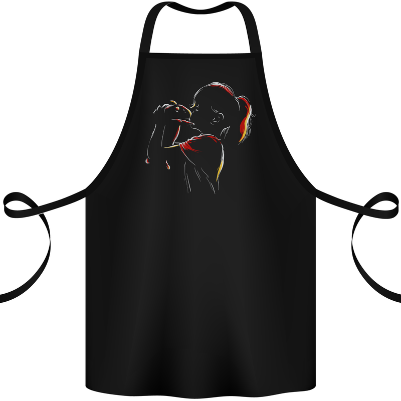 A Girl With Her Guinea Pig Cotton Apron 100% Organic Black
