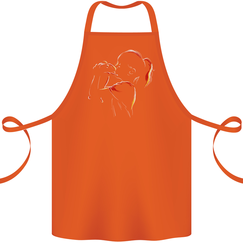 A Girl With Her Guinea Pig Cotton Apron 100% Organic Orange