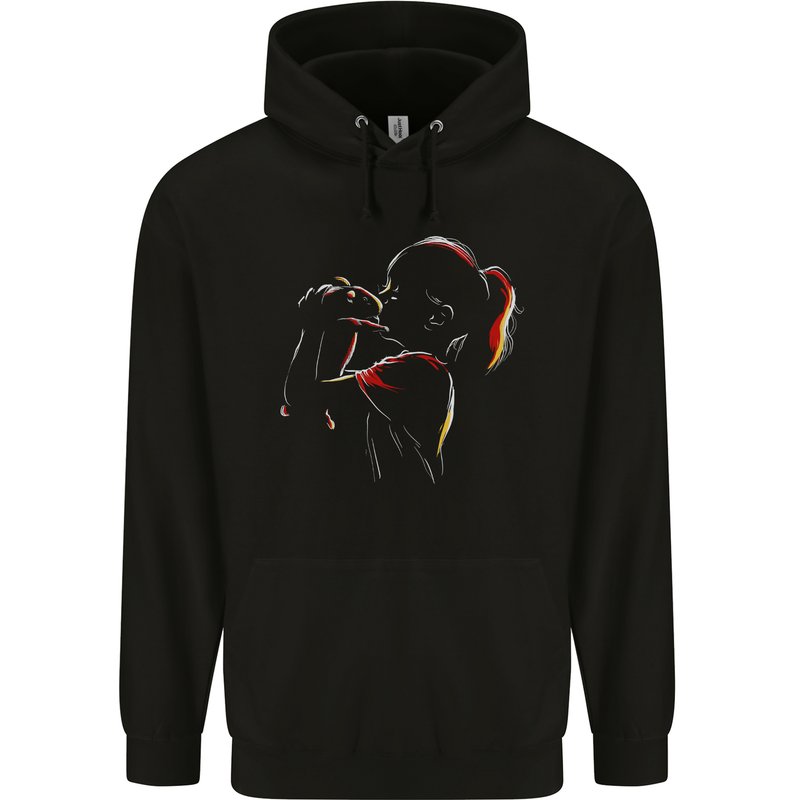 A Girl With Her Guinea Pig Mens 80% Cotton Hoodie Black