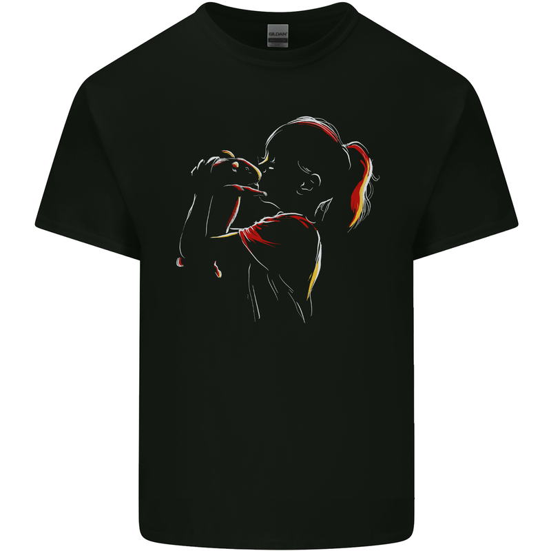 A Girl With Her Guinea Pig Mens Cotton T-Shirt Tee Top Black