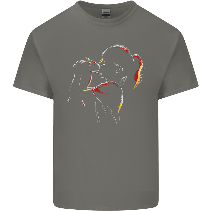 A Girl With Her Guinea Pig Mens Cotton T-Shirt Tee Top Charcoal