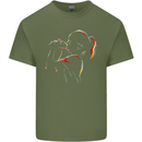 A Girl With Her Guinea Pig Mens Cotton T-Shirt Tee Top Military Green