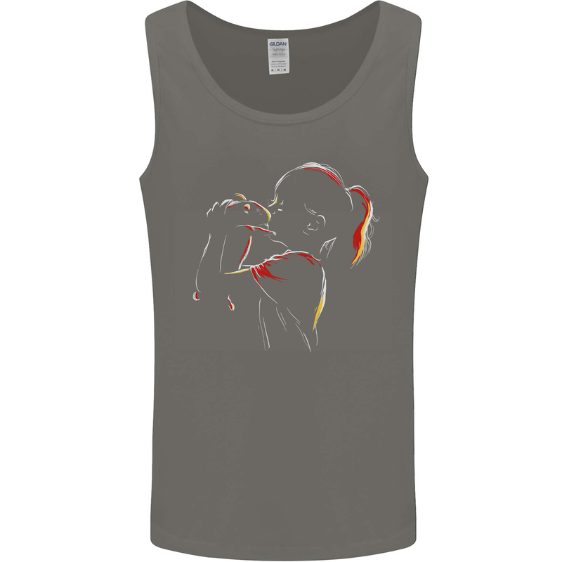 A Girl With Her Guinea Pig Mens Vest Tank Top Charcoal
