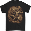 A Gladiator Fighting a Lion Warrior Gym MMA Mens T-Shirt 100% Cotton BLACK
