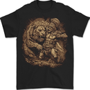 A Gladiator Fighting a Lion Warrior Gym MMA Mens T-Shirt 100% Cotton BLACK