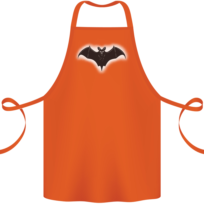 A Glowing Bat Vampires Halloween Cotton Apron 100% Organic Orange
