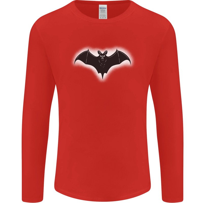 A Glowing Bat Vampires Halloween Mens Long Sleeve T-Shirt Red