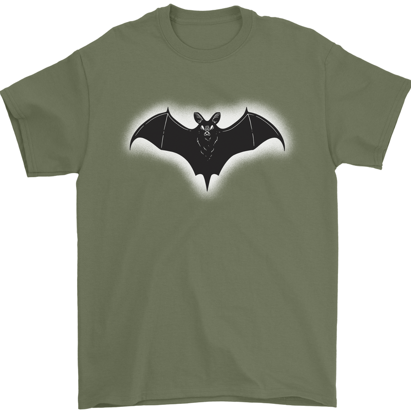 A Glowing Bat Vampires Halloween Mens T-Shirt 100% Cotton Military Green