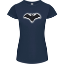 A Glowing Bat Vampires Halloween Womens Petite Cut T-Shirt Navy Blue
