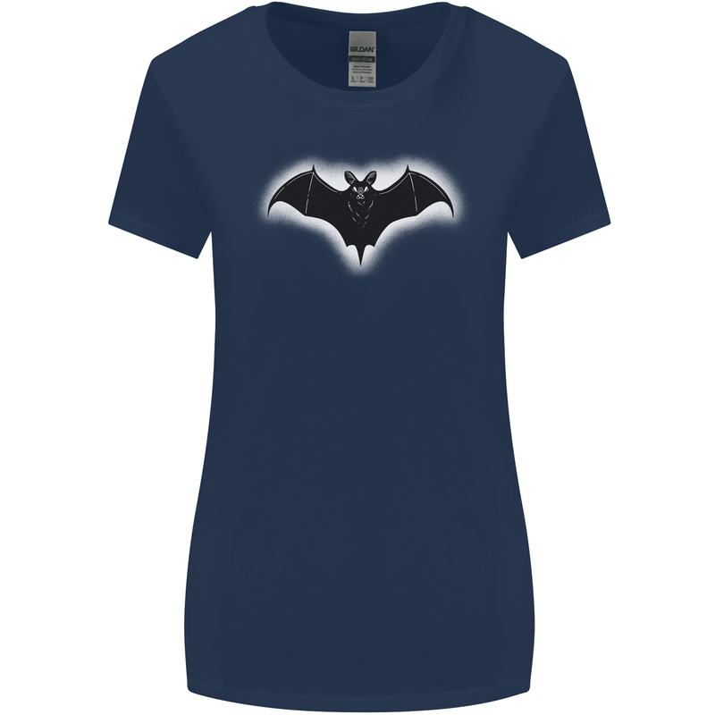A Glowing Bat Vampires Halloween Womens Wider Cut T-Shirt Navy Blue