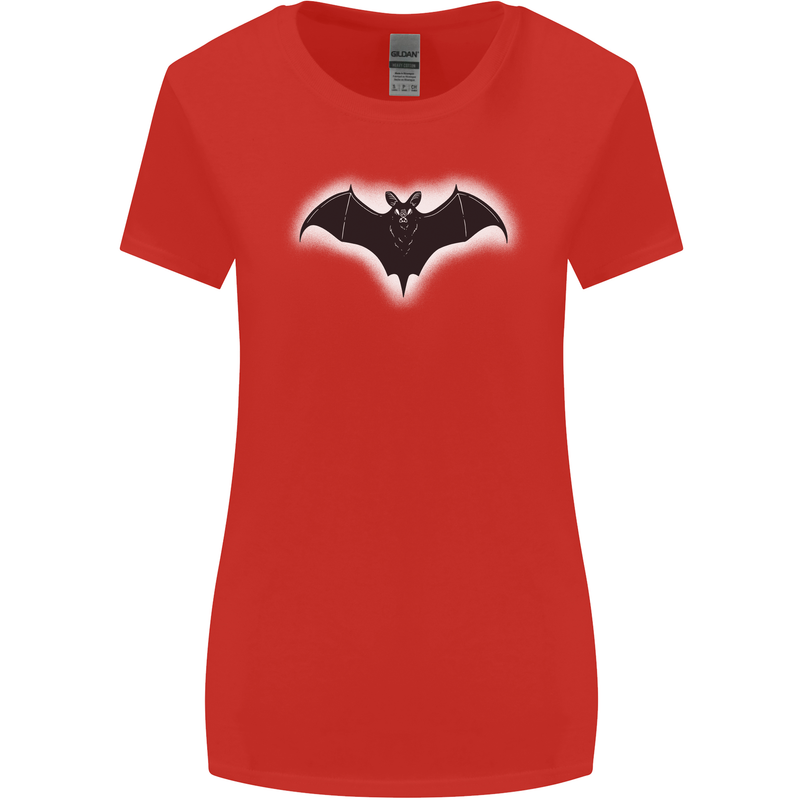 A Glowing Bat Vampires Halloween Womens Wider Cut T-Shirt Red