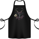 A Goat Skull With Roses Gothic Goth Cotton Apron 100% Organic Black