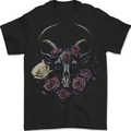 A Goat Skull With Roses Gothic Goth Mens T-Shirt 100% Cotton BLACK