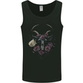 A Goat Skull With Roses Gothic Goth Mens Vest Tank Top Black