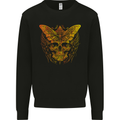 A Golded Moth Skull Kids Sweatshirt Jumper Black