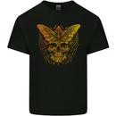 A Golded Moth Skull Kids T-Shirt Childrens Black