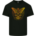 A Golded Moth Skull Mens Cotton T-Shirt Tee Top Black