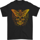 A Golded Moth Skull Mens T-Shirt 100% Cotton Black