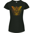 A Golded Moth Skull Womens Petite Cut T-Shirt Black
