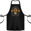 A Gorilla with Headphones Music DJ Cotton Apron 100% Organic Black