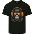 A Gorilla with Headphones Music DJ Kids T-Shirt Childrens Black