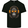 A Gorilla with Headphones Music DJ Mens Cotton T-Shirt Tee Top Black