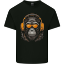 A Gorilla with Headphones Music DJ Mens Cotton T-Shirt Tee Top Black