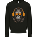 A Gorilla with Headphones Music DJ Mens Sweatshirt Jumper Black
