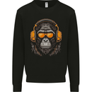 A Gorilla with Headphones Music DJ Mens Sweatshirt Jumper Black