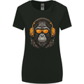 A Gorilla with Headphones Music DJ Womens Wider Cut T-Shirt Black