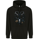 A Gothic Goat Skull With Flowers Goth Roses Childrens Kids Hoodie Black