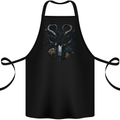 A Gothic Goat Skull With Flowers Goth Roses Cotton Apron 100% Organic Black