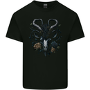 A Gothic Goat Skull With Flowers Goth Roses Kids T-Shirt Childrens Black