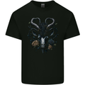 A Gothic Goat Skull With Flowers Goth Roses Mens Cotton T-Shirt Tee Top Black
