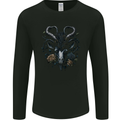 A Gothic Goat Skull With Flowers Goth Roses Mens Long Sleeve T-Shirt Black