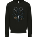 A Gothic Goat Skull With Flowers Goth Roses Mens Sweatshirt Jumper Black