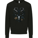 A Gothic Goat Skull With Flowers Goth Roses Mens Sweatshirt Jumper Black