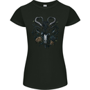A Gothic Goat Skull With Flowers Goth Roses Womens Petite Cut T-Shirt Black