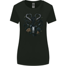 A Gothic Goat Skull With Flowers Goth Roses Womens Wider Cut T-Shirt Black