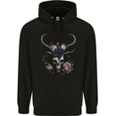 A Gothic Goat Skull With Flowers Roses Goth Childrens Kids Hoodie Black