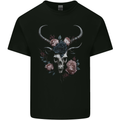 A Gothic Goat Skull With Flowers Roses Goth Mens Cotton T-Shirt Tee Top Black