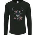 A Gothic Goat Skull With Flowers Roses Goth Mens Long Sleeve T-Shirt Black