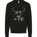 A Gothic Goat Skull With Flowers Roses Goth Mens Sweatshirt Jumper Black