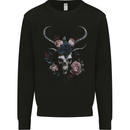 A Gothic Goat Skull With Flowers Roses Goth Mens Sweatshirt Jumper Black